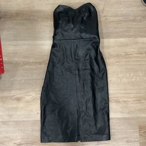 French connection black faux leather high quality dress sexy black versatile